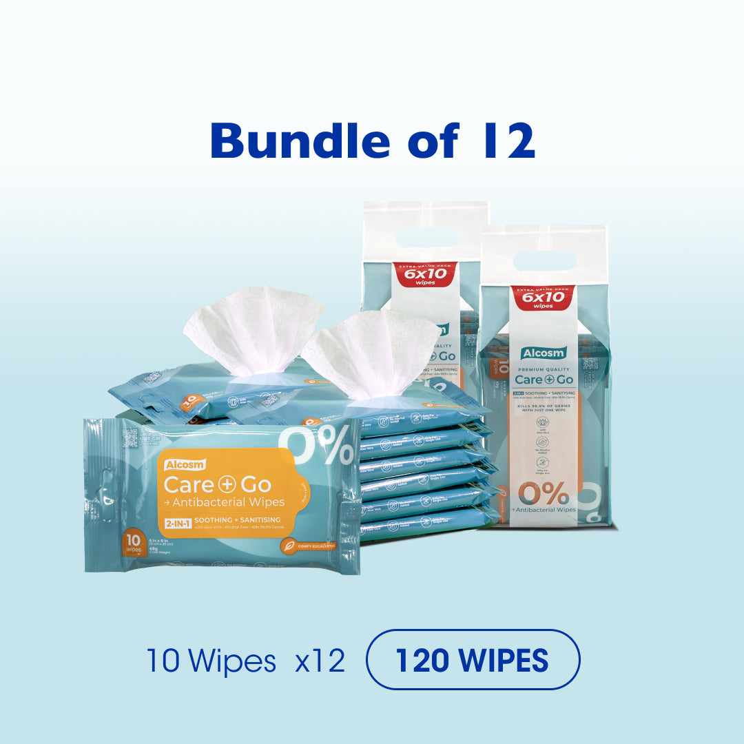 Alcean Antibacterial Classic Wipes 0% Alcohol (10 Wipes x 6 Packs)