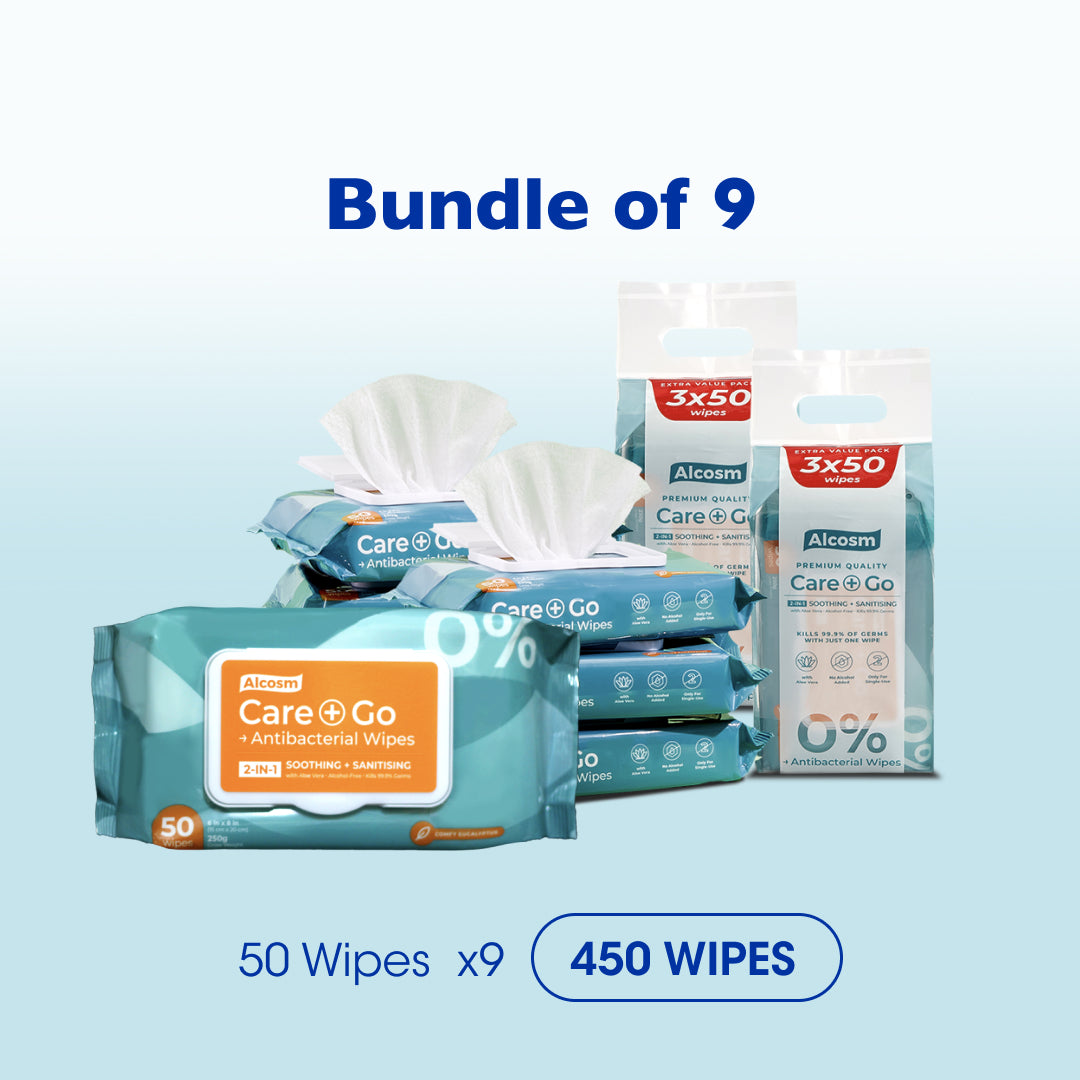 Alcean Antibacterial Classic Wipes 0% Alcohol (50 Wipes x 3 Packs)