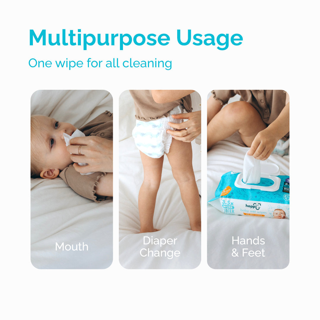 Hoppi Baby Wet Wipes (80 Wipes x 3 Packs)