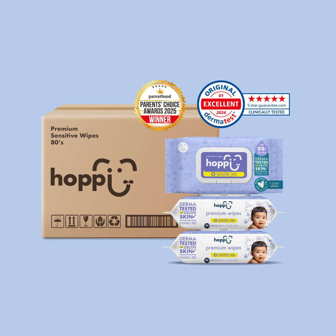[CARTON DEAL] Hoppi Premium Wipes [German Dermatologically Tested] with Halal Certified (80 Wipes x 12 Packs)