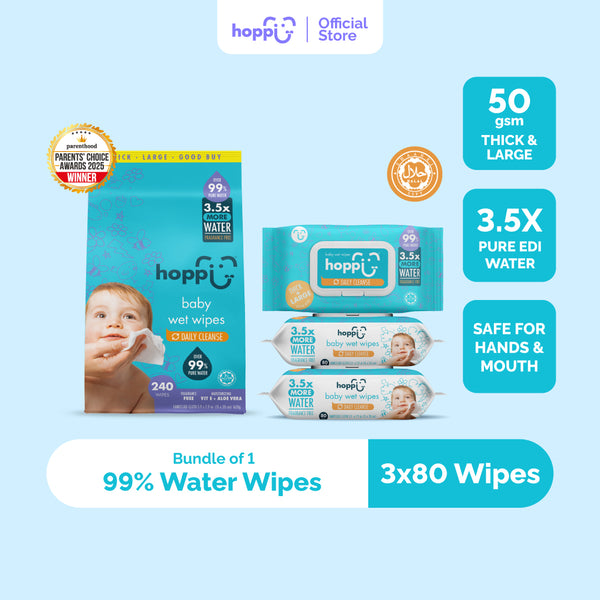 Hoppi Baby Wet Wipes (80 Wipes x 3)