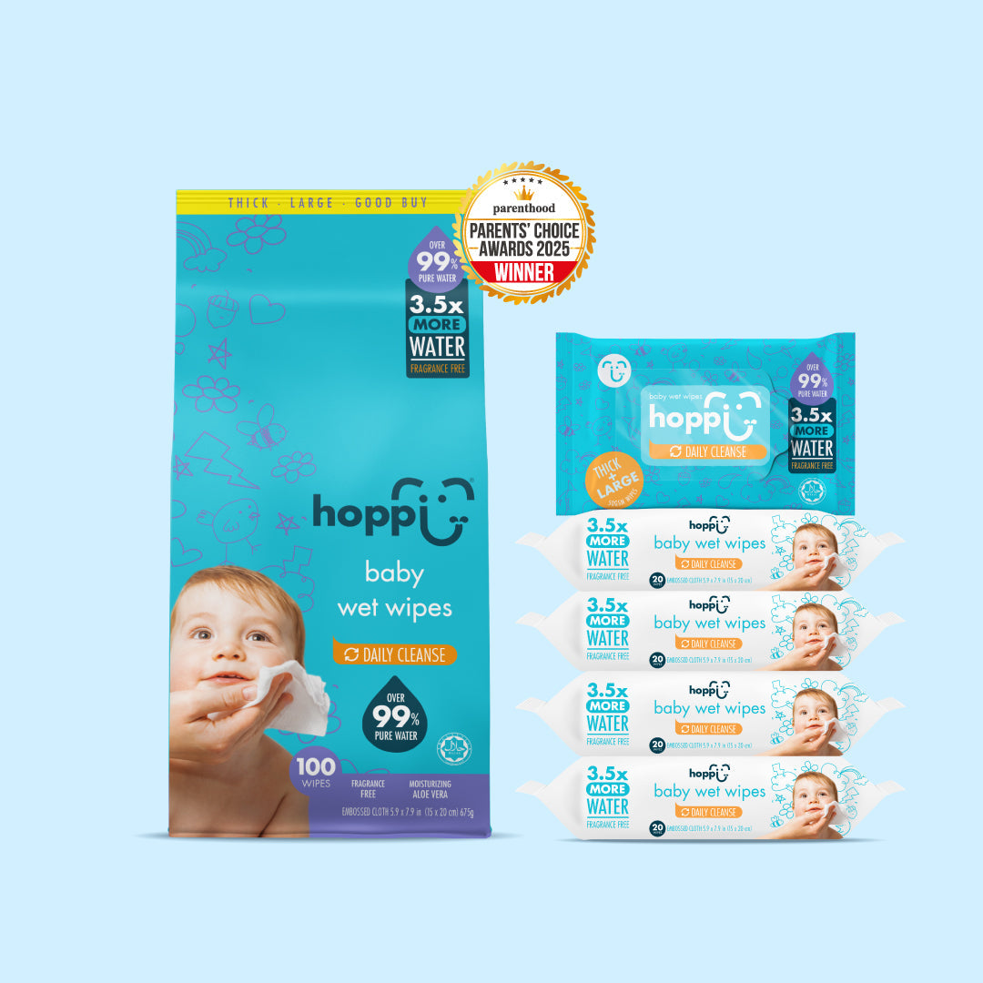 Hoppi Baby Wet Wipes (20 Wipes x 5 Packs)
