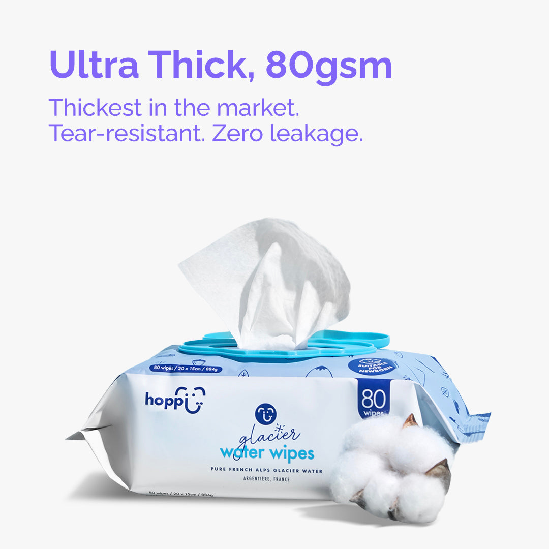 Hoppi Glacier Water Wipes (20 Wipes x 5 Packs)
