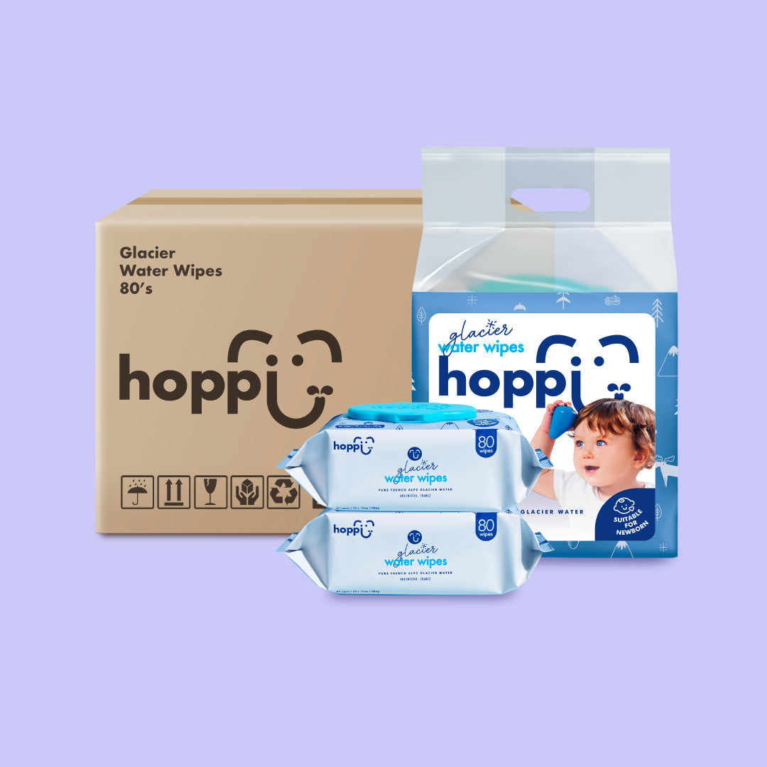 [CARTON DEAL] Hoppi Glacier Water Wipes (80 Wipes x 8 Packs)