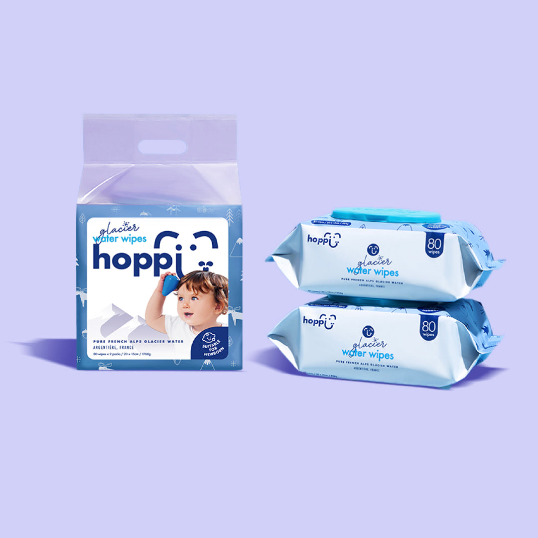 Hoppi Glacier Water Wipes (80 Wipes x 2 packs)