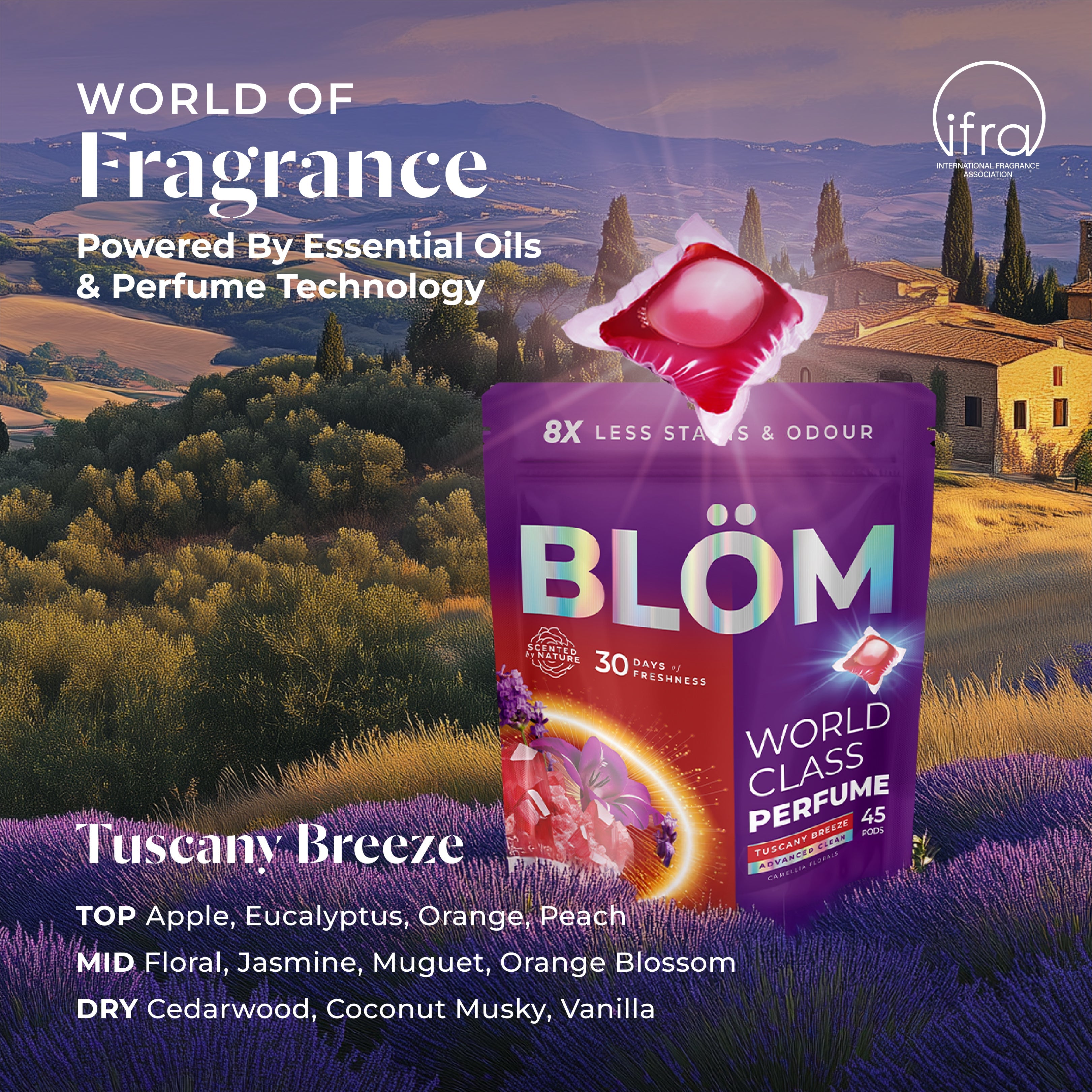 BLÖM Tuscany Breeze Single-Load Laundry Pods (45 Pods)
