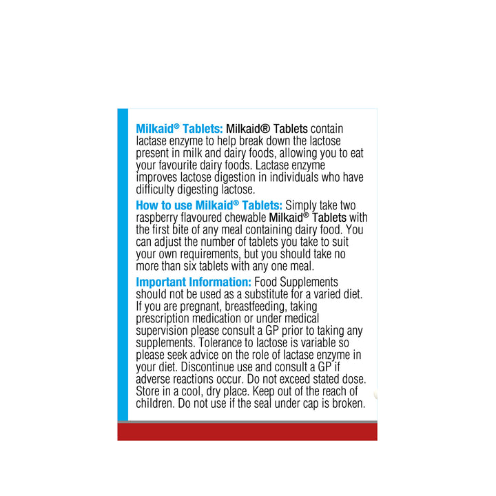 Milkaid Lactase Enzyme Tablets 120's Hoppi Pte Ltd