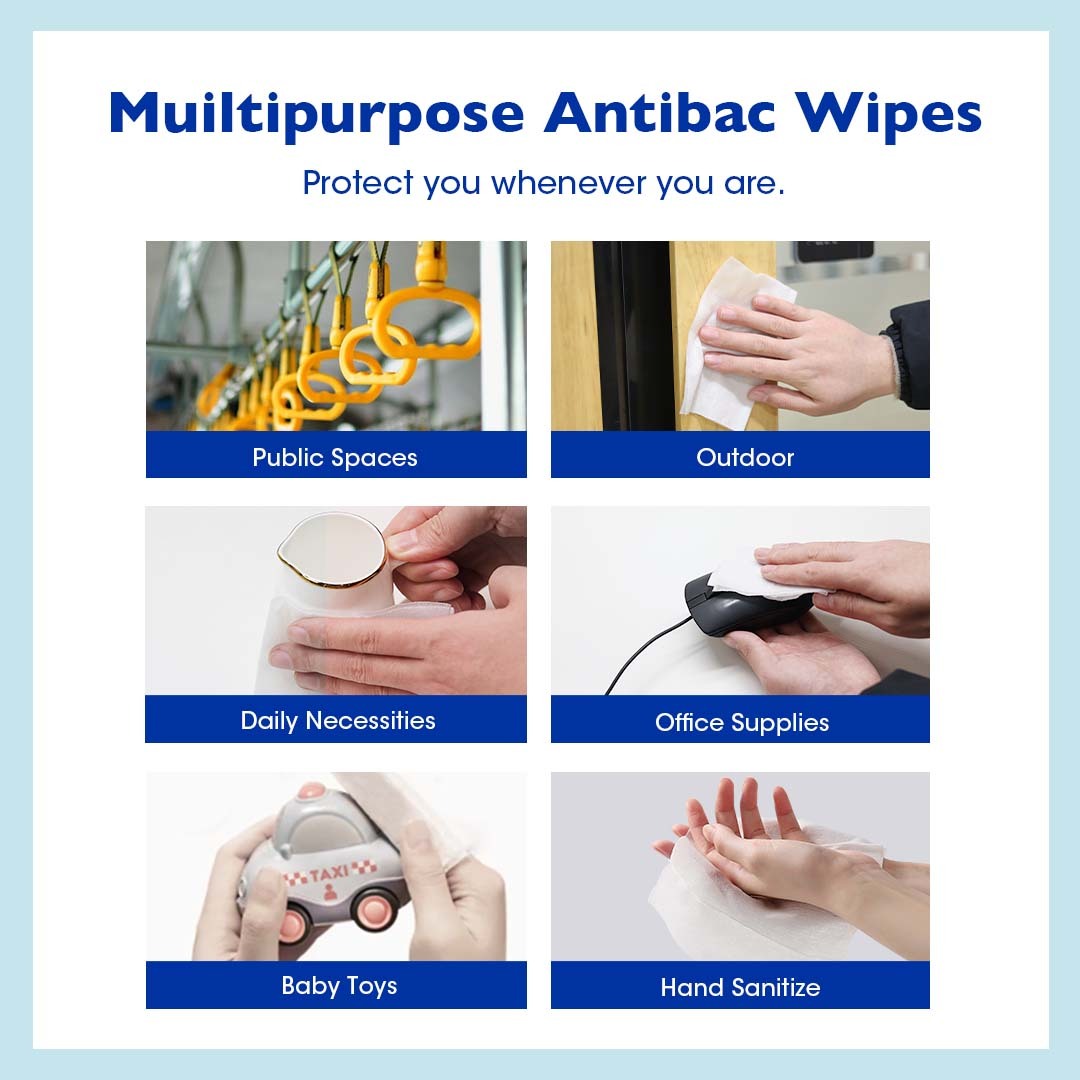Alcean Antibacterial Classic Wipes 0% Alcohol (10 Wipes x 6 Packs)