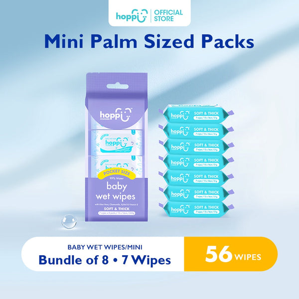[Bundle of 8] Baby Mini Wet Wipes (7 Wipes)